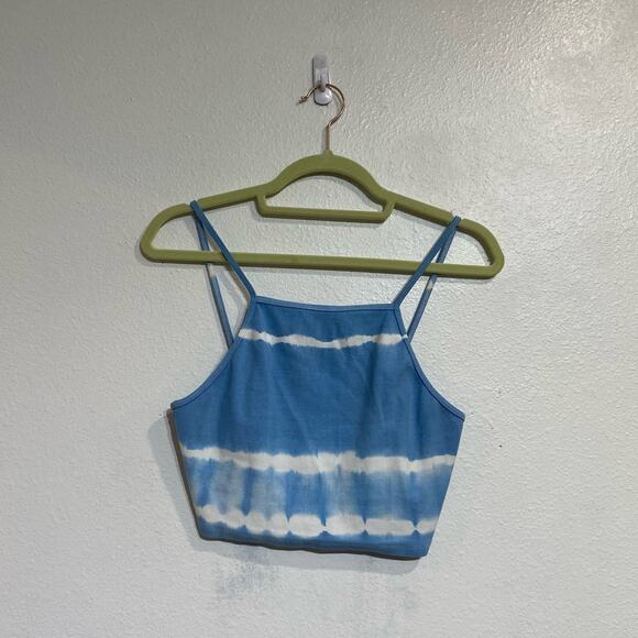Zara Blue Tie Dye Crop Top Sz L - Picture 2 of 11